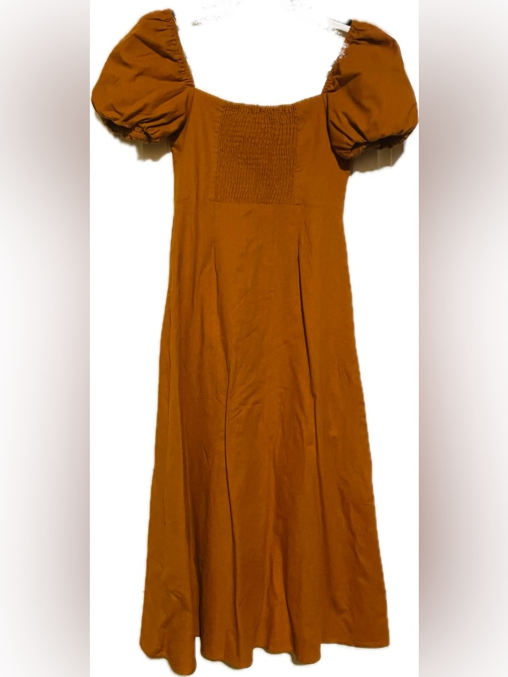 Deluc Rust Puff-Sleeve Button-Front Maxi Dress - Picture 2 of 5